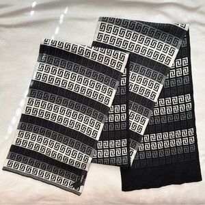 Versace Greca Print Logo Black Gray Ivory Wool blend Winter Scarf Unisex